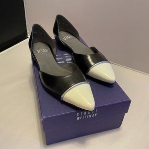 Stuart Weitzman Pointed Toe D'Orsay Flats Tipantibe Black Leather Sz 6.0 M